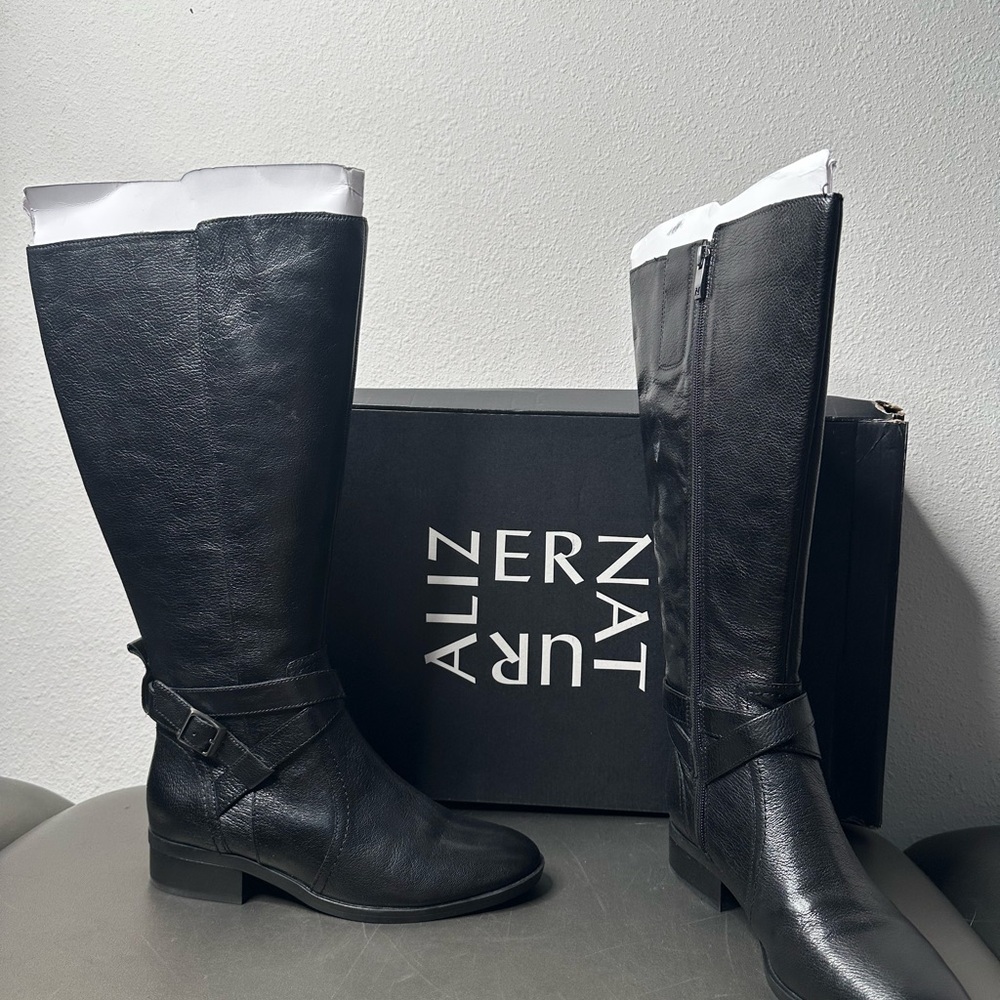 Naturalizer Black Leather Riding Boots